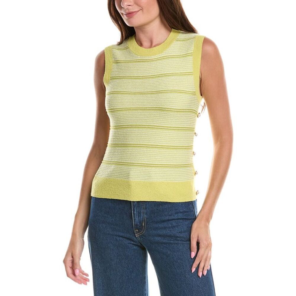 St. John Womens  Wool-Blend Side Placket Tank Top, Yellow